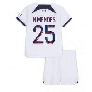 Paris Saint-Germain Nuno Mendes #25 Udebanesæt Børn 2023-24 Kort ærmer (+ korte bukser)